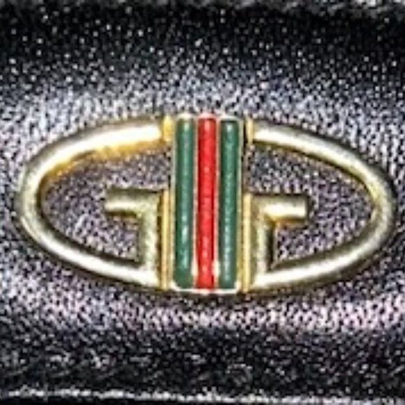 Gucci Italy Vintage 1960s  Black leather coin purse wallet SPECTACULAR red green - Picture 1 of 10